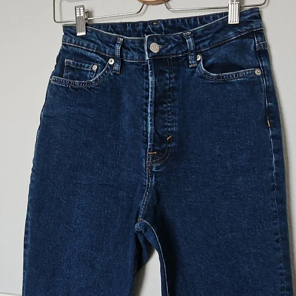 H&M Mom Jeans Ultra High Waist &Denim Blue 4 Button Fly - Picture 2 of 13